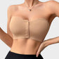 Comfortable Wireless Strapless Front-Closure Leopard Print Bra with Scalloped Trim