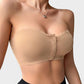 Comfortable Wireless Strapless Front-Closure Leopard Print Bra with Scalloped Trim