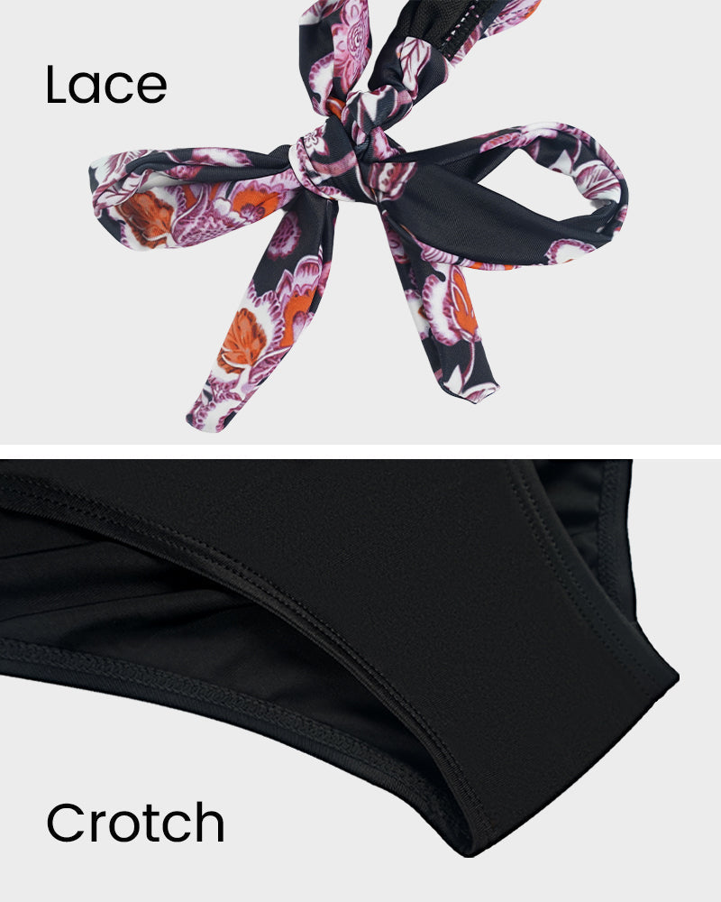 Chic Deep V Halter Neck Backless One-Piece Swimsuit for Women's Beachwear