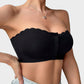 Comfortable Wireless Strapless Front-Closure Leopard Print Bra with Scalloped Trim