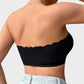 Comfortable Wireless Strapless Front-Closure Leopard Print Bra with Scalloped Trim