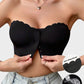 Comfortable Wireless Strapless Front-Closure Leopard Print Bra with Scalloped Trim