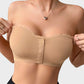Comfortable Wireless Strapless Front-Closure Leopard Print Bra with Scalloped Trim
