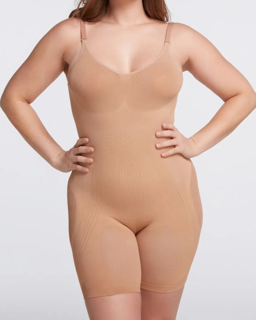 Seamless Mid-Thigh Full Body Shaper Bodysuit: Core, Thighs, Bust, Booty Lift