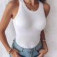 Tank Top with Built in Bra, Round Neck Ribbed Tank Top with Bra Pads