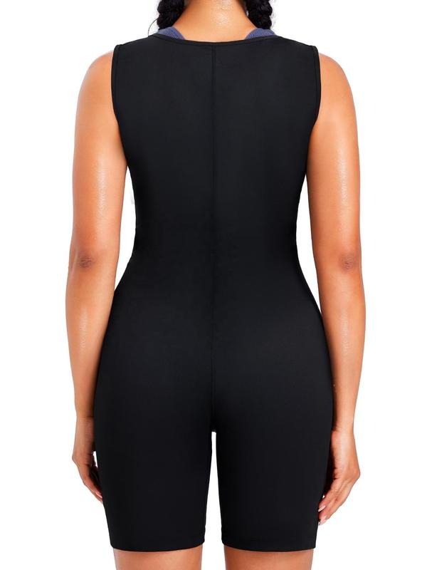 Women's Zip-Up Sauna Shapewear Bodysuit for Enhanced Sweat & Slimming