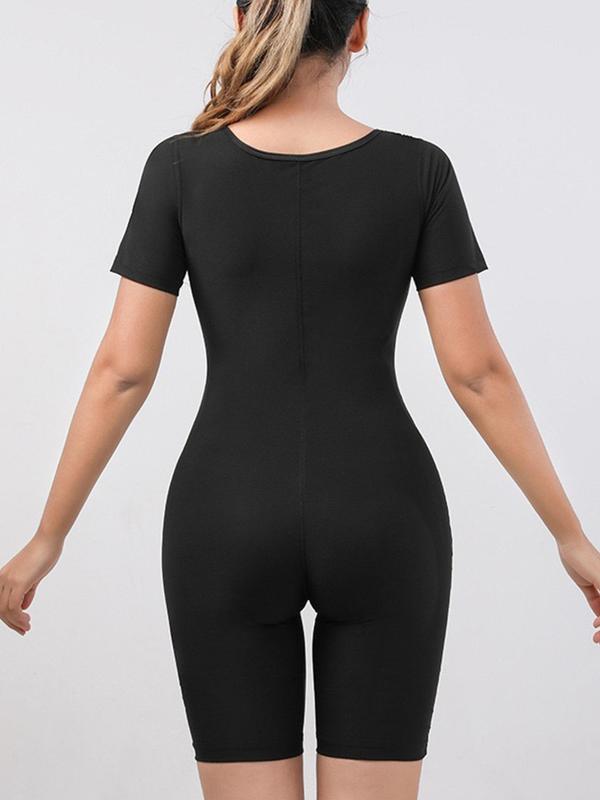 Women's Zip-Up Sweat-Inducing Fitness Bodysuit for Enhanced Bust & Waist Shaping
