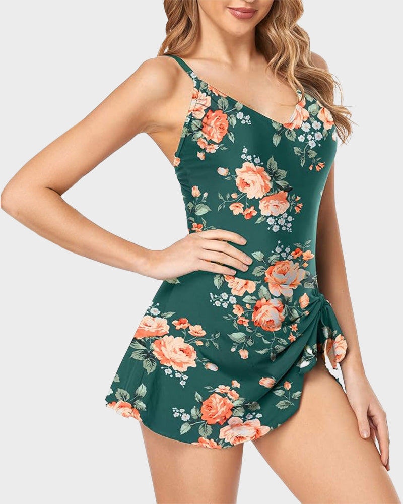 Stylish Plus Size Tummy Control One-Piece Swimsuit for Women, Slimming Fit