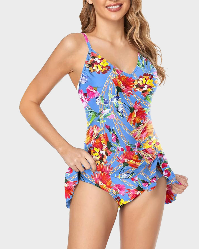 Stylish Plus Size Tummy Control One-Piece Swimsuit for Women, Slimming Fit