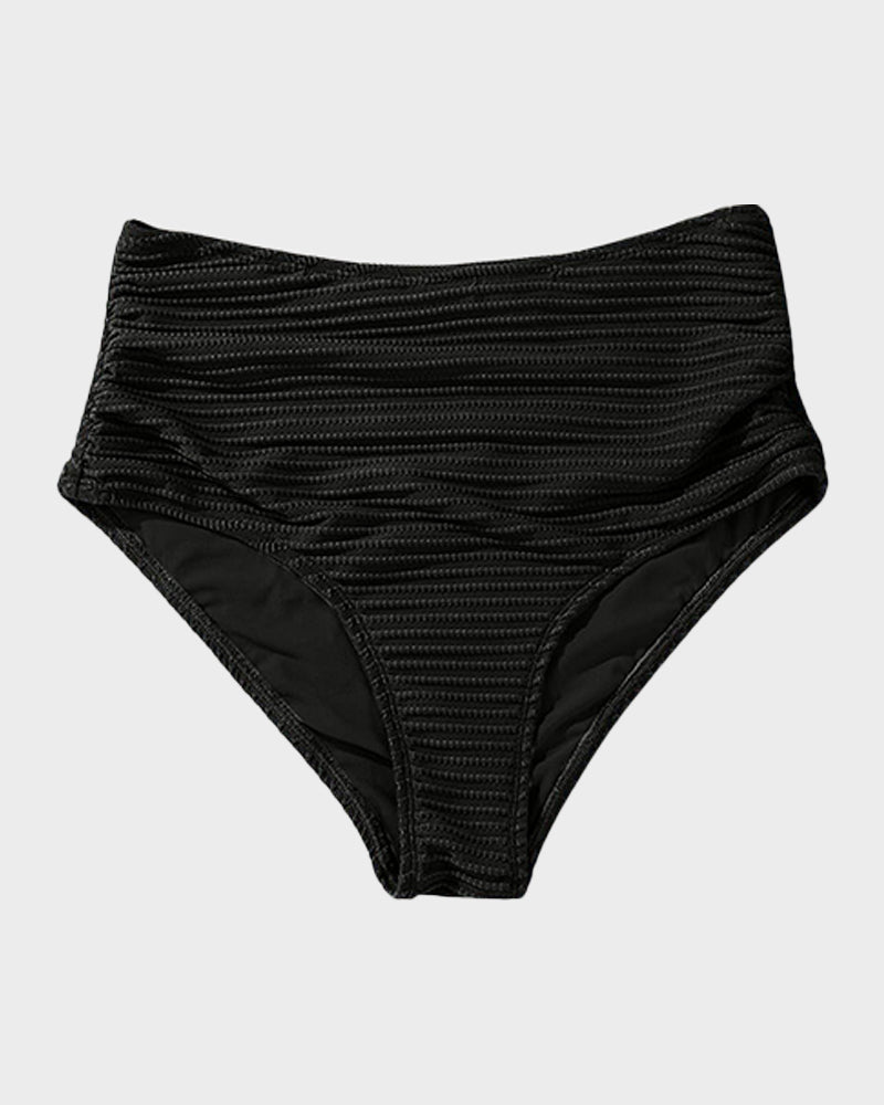 Chic Textured Knot-Front High-Waisted Bikini Set for Women