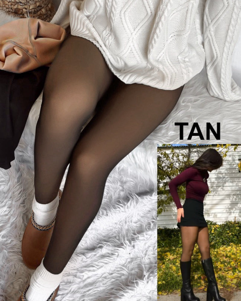 Cozy Translucent Fleece Lined Tights: Warm, Shaping, Skin-Tone Winter Hosiery