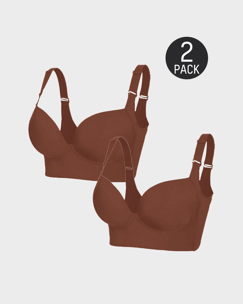 SheCurve Ultimate Lift Back Smoothing Bra 2-Pack: Black & Beige Comfort