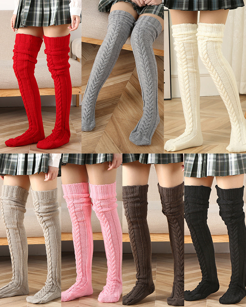 Warm Cable Knit Over-Knee Socks: Cozy, Stylish, Luxurious Winter Comfort