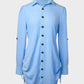 Chic SheCurve Long Sleeve Button-Down Drawstring Shirt Dress – Adjustable Hem, Comfortable