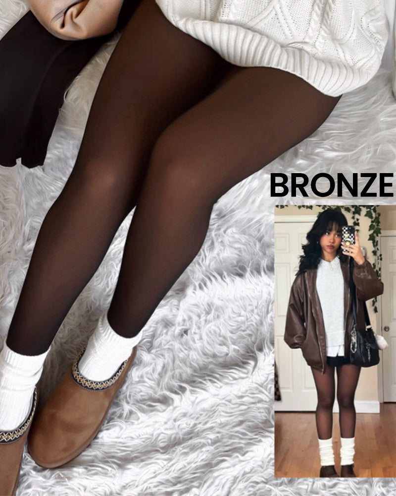 Cozy Translucent Fleece Lined Tights: Warm, Shaping, Skin-Tone Winter Hosiery