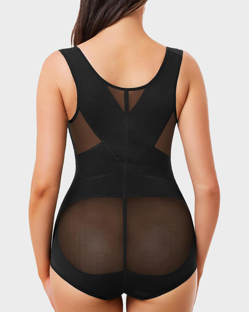 Open Bust Cross Compression Body Shaper for Tummy Control & Posture Support