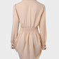 Chic SheCurve Long Sleeve Button-Down Drawstring Shirt Dress – Adjustable Hem, Comfortable