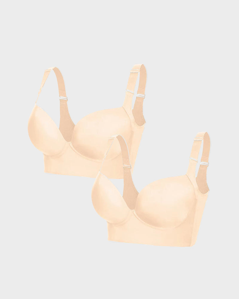 SheCurve Ultimate Lift Back Smoothing Bra 2-Pack: Black & Beige Comfort
