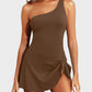 One Shoulder Skirted One Piece Swimsuit