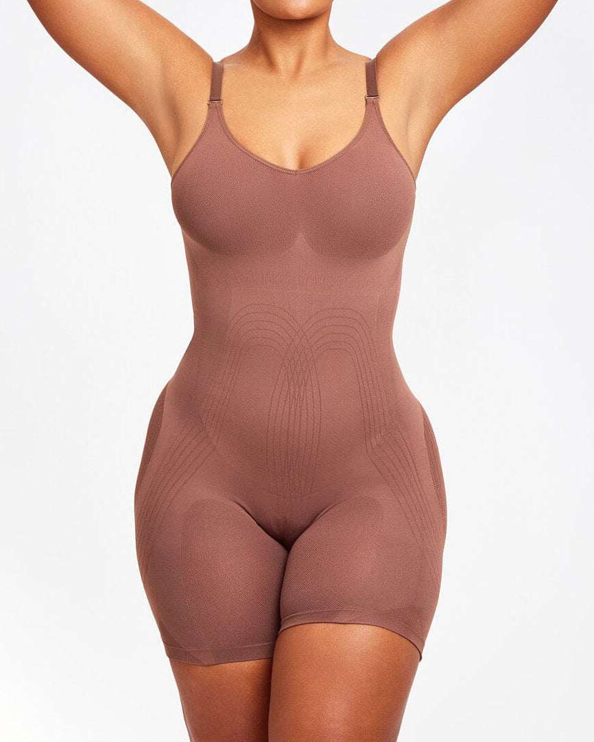 Seamless Mid-Thigh Full Body Shaper Bodysuit: Core, Thighs, Bust, Booty Lift