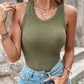 Tank Top with Built in Bra, Round Neck Ribbed Tank Top with Bra Pads