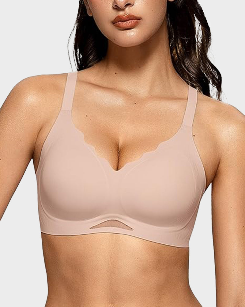 Shecurve Seamless Soft Comfort Wireless Mesh Bra for Everyday Smooth Support