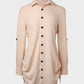 Chic SheCurve Long Sleeve Button-Down Drawstring Shirt Dress – Adjustable Hem, Comfortable