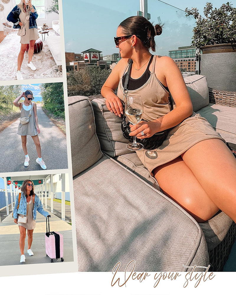 Women's Athletic Sleeveless Mini Dress with Built-In Shorts and Pockets