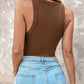 Ribbed Knit Round Neck Tank Top with Built-in Bra Pads