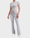 Women's Ultra-Soft 2-Piece Stretch Lounge Set: Comfy Top & Flare Pants