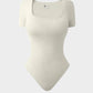 SheCurve® Seamless Square Neck Short Sleeve Snatching Bodysuit: Body-Hugging Shapewear