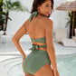 Women's Modest Tummy Control High Waisted Halter Bikini Swimsuit Set
