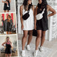 Women's Athletic Sleeveless Mini Dress with Built-In Shorts and Pockets