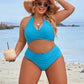 Women's Modest Tummy Control High Waisted Halter Bikini Swimsuit Set