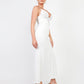 Elegant Deep-V Lace Maxi Dress with High Slit & Built-In Shapewear