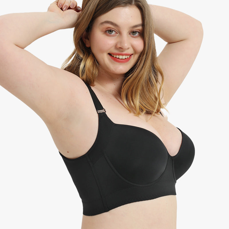 SheCurve® Ultimate Full-Coverage Back Smoothing Comfort Bra - Wireless Support Black