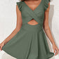 Ruffle Sleeve Cross Front Swimsuit Dress