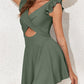 Elegant Ruffle Sleeve Cross Front Swimsuit Dress - Versatile Beach Pool Wear