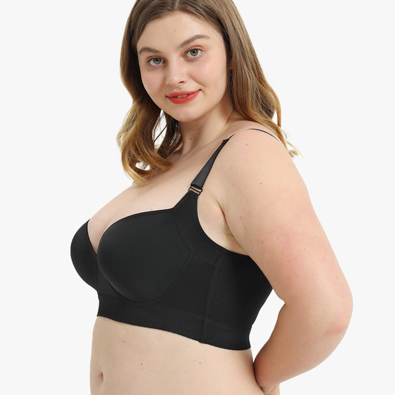 SheCurve® Ultimate Full-Coverage Back Smoothing Comfort Bra - Wireless Support Black