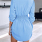 Chic SheCurve Long Sleeve Button-Down Drawstring Shirt Dress – Adjustable Hem, Comfortable