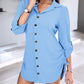 Chic SheCurve Long Sleeve Button-Down Drawstring Shirt Dress – Adjustable Hem, Comfortable