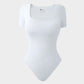 SheCurve® Seamless Square Neck Short Sleeve Snatching Bodysuit: Body-Hugging Shapewear