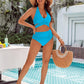 Women's Modest Tummy Control High Waisted Halter Bikini Swimsuit Set