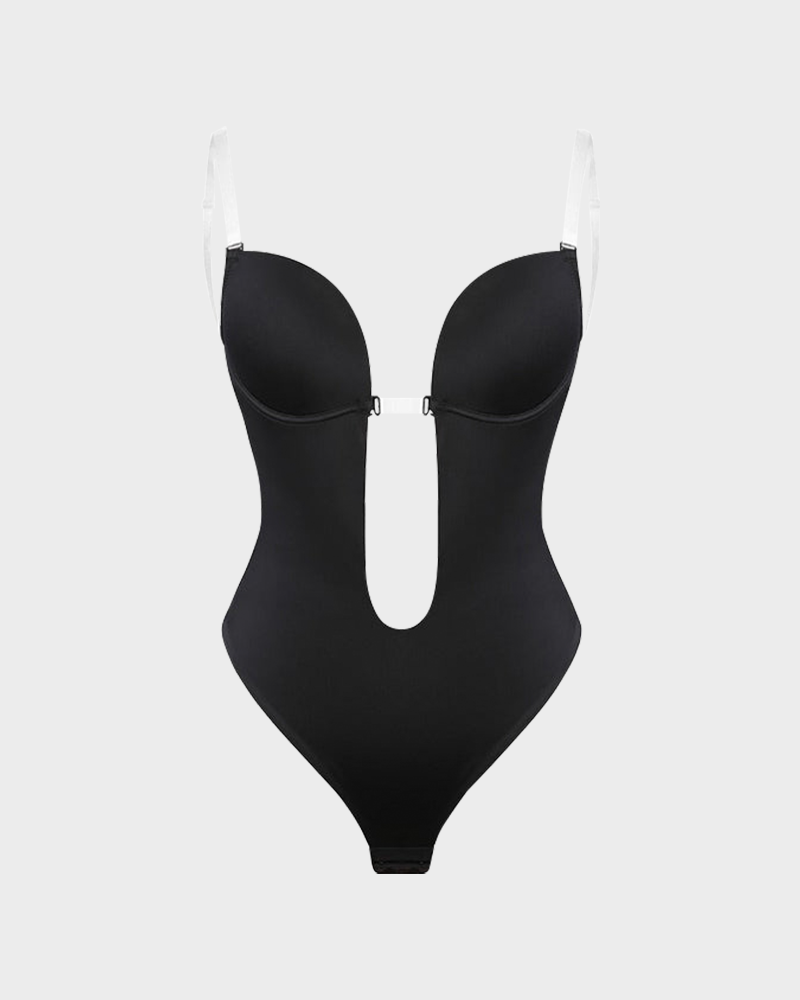 Seamless Strapless U-Plunge Thong Bodysuit for Backless Outfits
