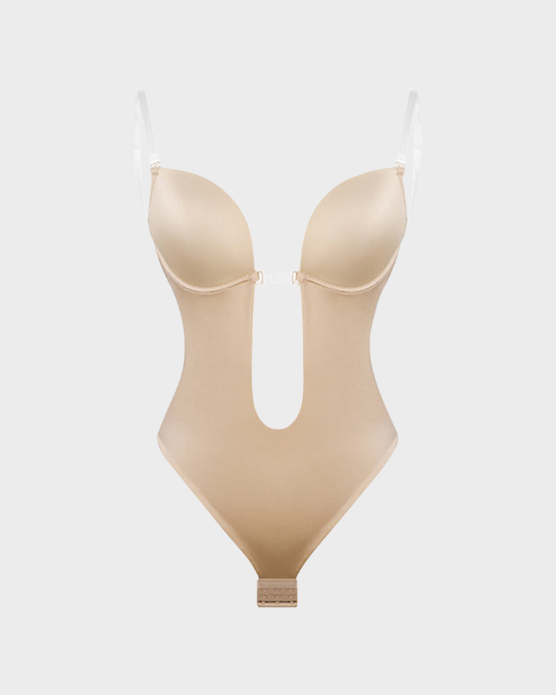 Seamless Strapless U-Plunge Thong Bodysuit for Backless Outfits