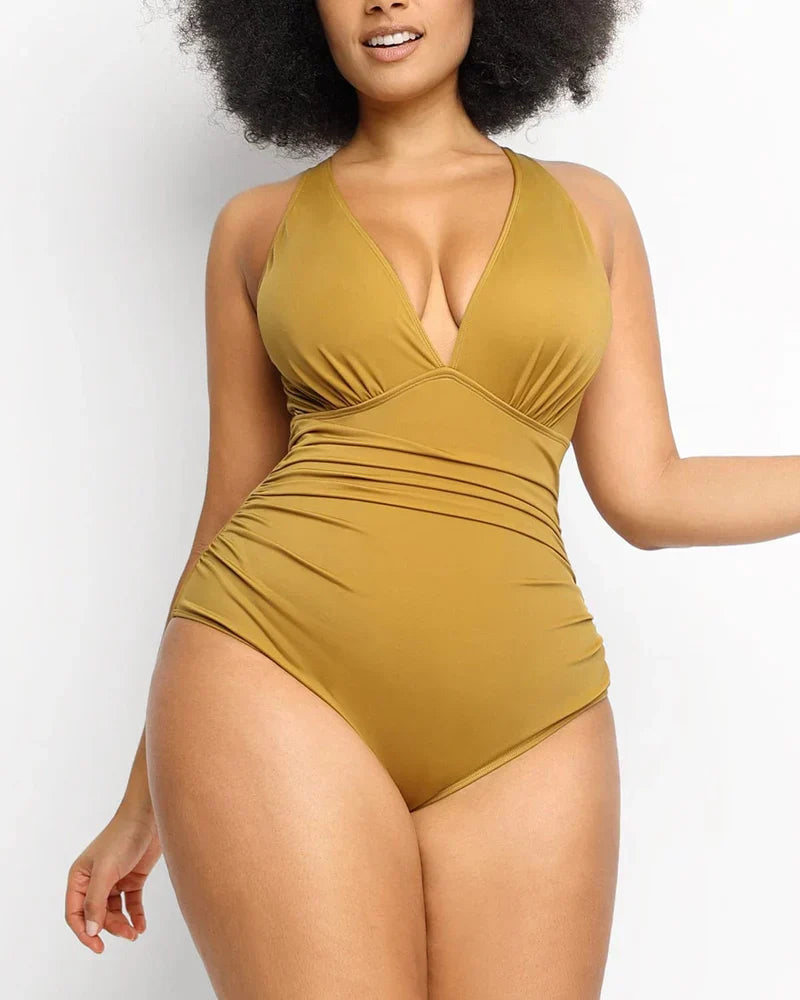 Smart Sculpt Plunge One-Piece Swimsuit with Tummy Control and Flattering Design