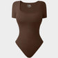 SheCurve® Seamless Square Neck Short Sleeve Snatching Bodysuit: Body-Hugging Shapewear