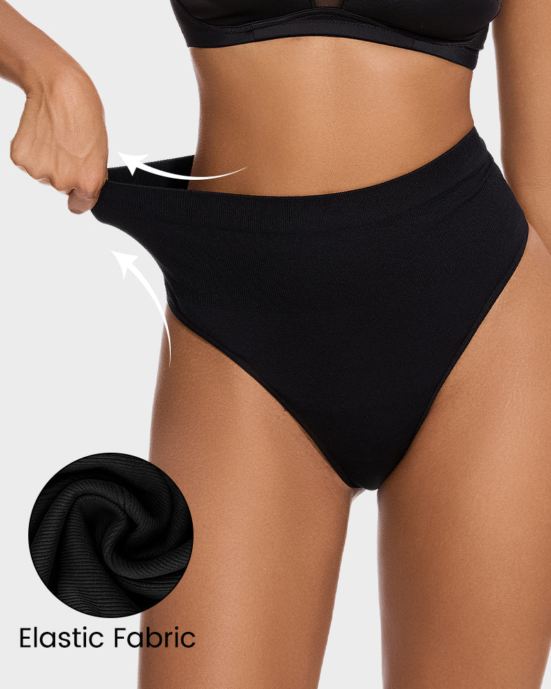 Seamless Mid-Waist Tummy Control Thong Panty 2-Pack for Smooth Shaping