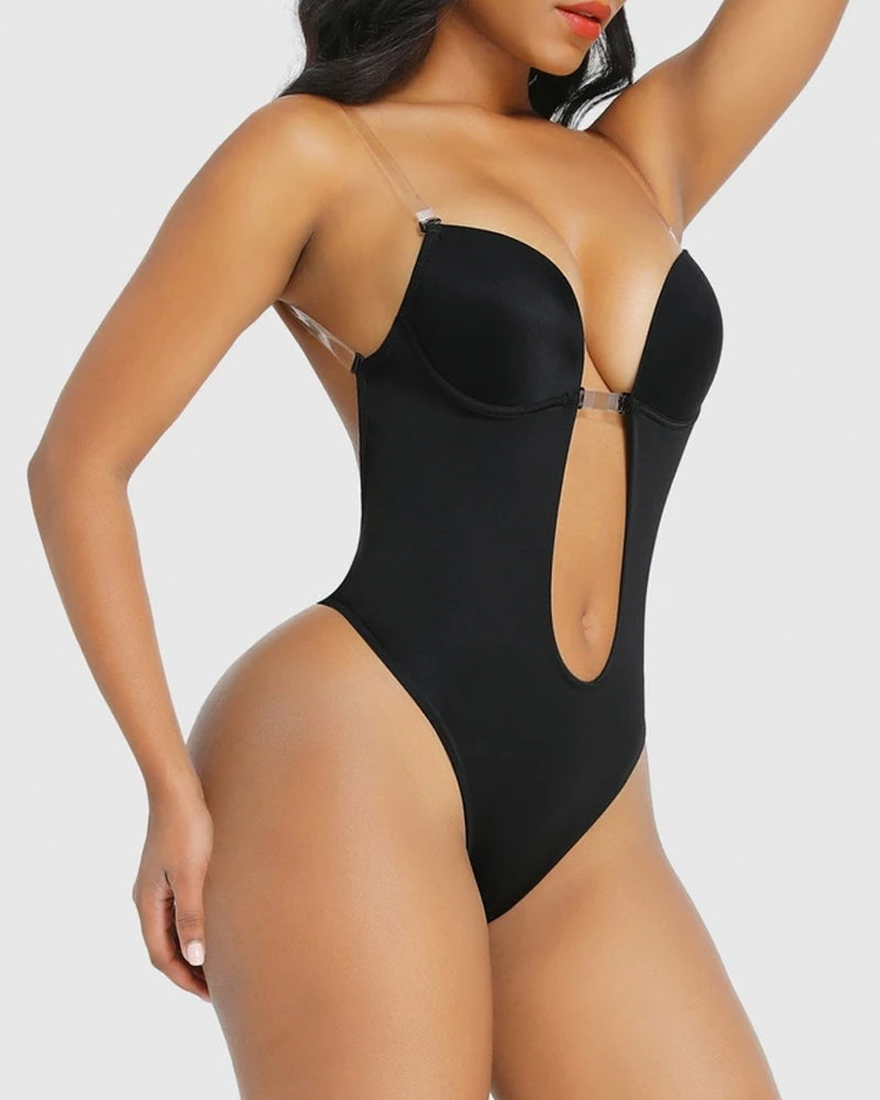 Seamless Strapless U-Plunge Thong Bodysuit for Backless Outfits