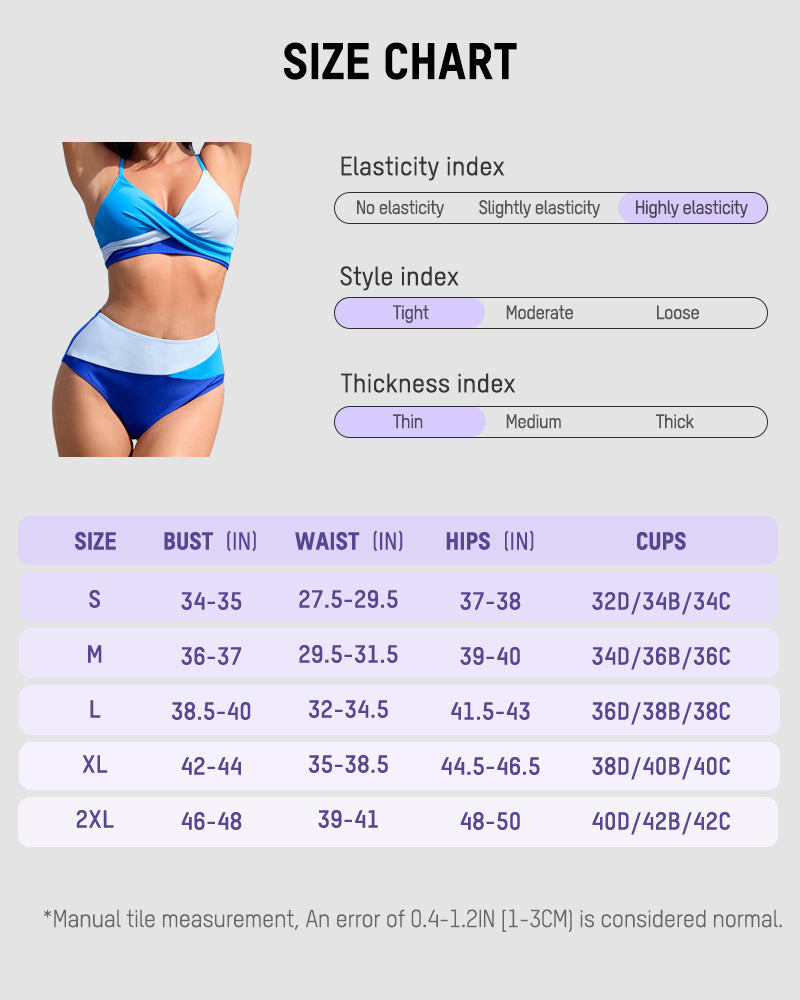 Chic Twisted Front Color-Block High Waist Bikini Set for Women